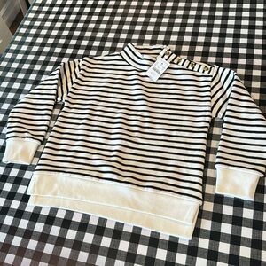 Crewcuts striped nautical button shoulder sweatshirt- cream & black